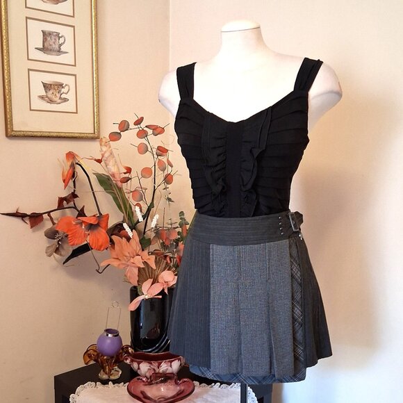 NWT DEPT Pleated Gray Mini High Waist Short Skirt Women’s Fall Winter Skirts - Picture 6 of 12